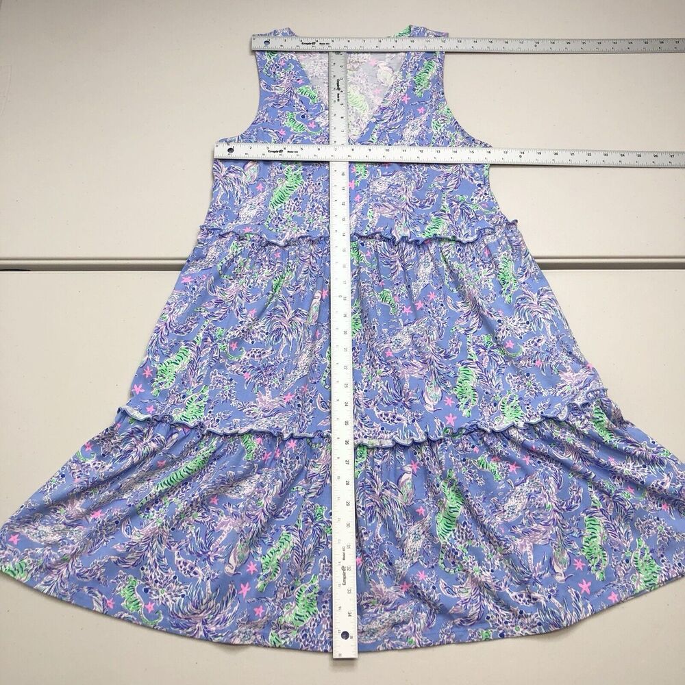Lilly Pulitzer Dress Women’s Small Blue Peri Turtle LORINA SWING Tiered Hem - Picture 3 of 6